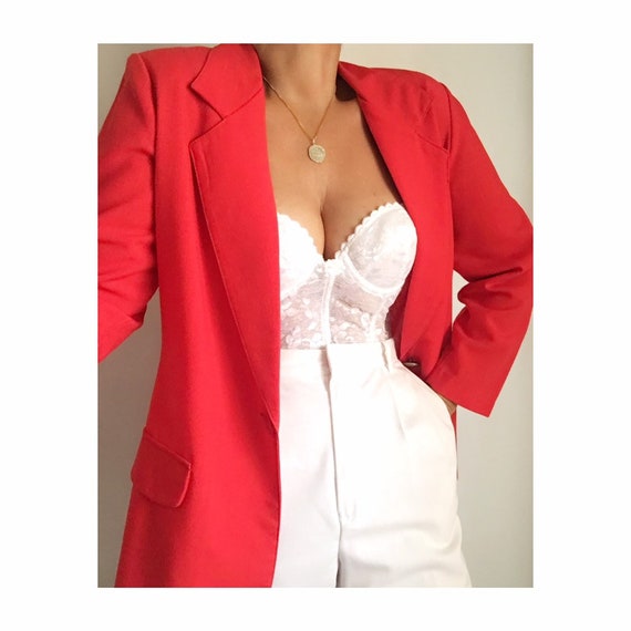 Vintage Strawberry Red Lightweight Blazer Jacket O