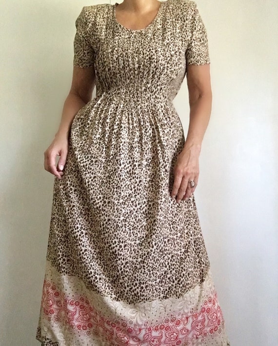 Vintage Animal Print Relaxed Empire Waist Midi Ma… - image 5