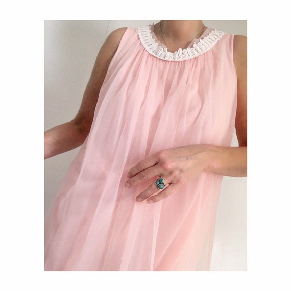 Vintage Apricot Nylon Chiffon Nighty | Vintage Bab
