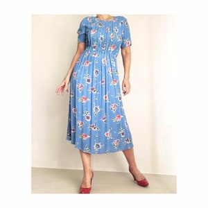 Vintage 90s Floral Pleated Straight Accordion Pleated Midi Market Dress image 5