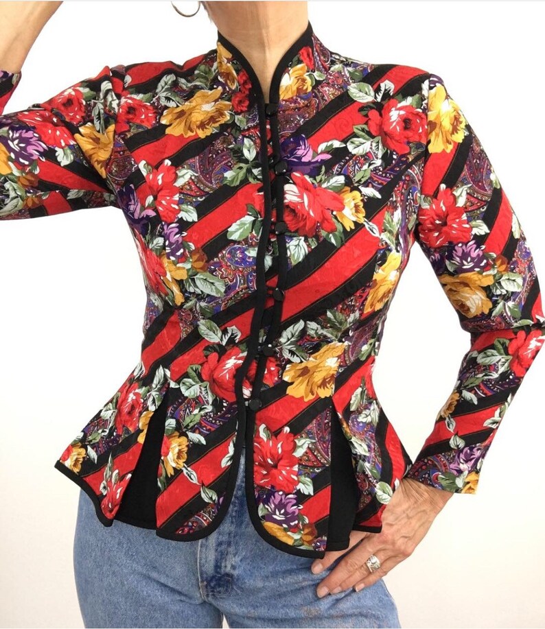 Beautiful Vintage 1980/'s Richard Warren Silk Blouse Asian Style