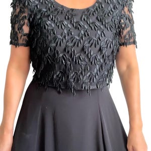 Vintage 90s Black Evening Dress Lace Mesh Bodice Overlay Embroidered Maxidress, Vintage Cocktaildress, Vintage Black Evening Dress