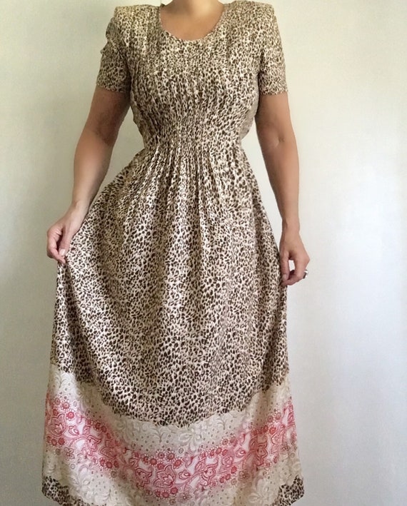 Vintage Animal Print Relaxed Empire Waist Midi Ma… - image 4