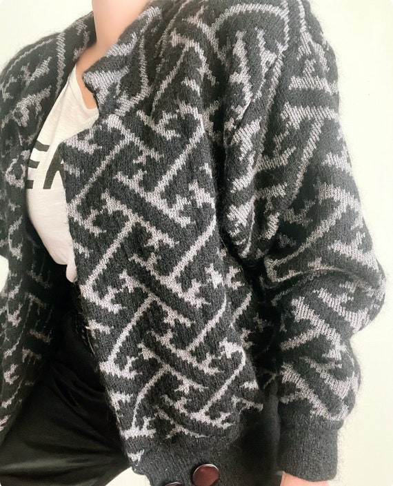 Exclusive Mohair Wool Blend Metallic Cardigan, Vi… - image 6