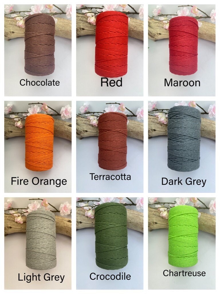 3mm Macrame Cord Cotton Rope 100m Twisted String Natural Coloured