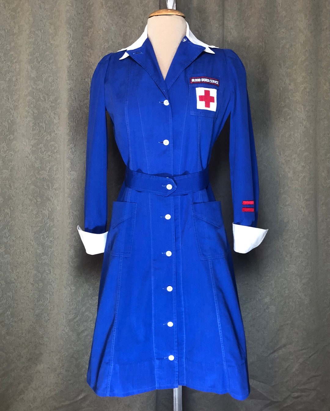 Vintage 1948 WWII Red Cross Canteen Dress Size M Etsy