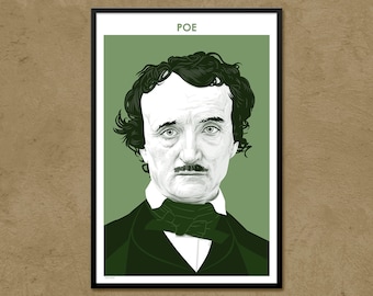 Edgar Allan Poe - Author Poster | Literary Poster | Writer Gift | Teacher Gift | American Literature | Classroom Decor | Modern Home Decor