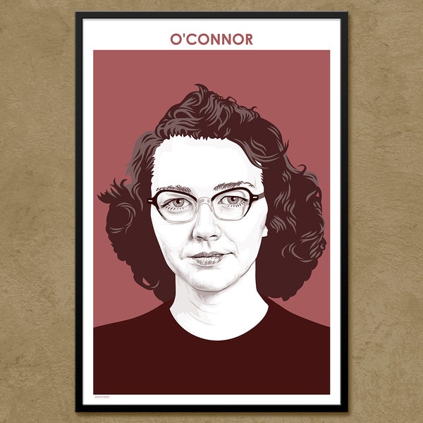 Flannery O'Connor - Author Poster | Literary Poster | Writer Gift | Teacher Gift | Southern Gothic | Classroom Decor | Modern Home Decor