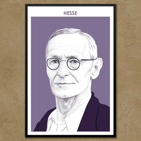 Hermann Hesse - Auteur Poster | | d’affiches littéraires | cadeau d’écrivain | cadeaux de l’enseignant littérature allemande | | de décoration de classe Décoration intérieure moderne