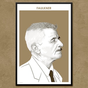 William Faulkner - Author Poster | Literary Poster | Writer Gift | Teacher Gift | American Literature | Classroom Decor | Modern Home Decor