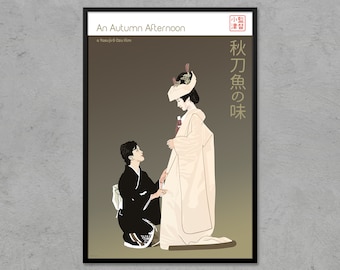 An Autumn Afternoon (1962) - Yasujirō Ozu - retrofilmposter | Klassieke filmposter | Minimalistische kunstafdruk | Japans | Moderne woondecoratie