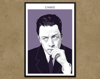 Albert Camus - Póster de autor / Póster de filósofo / Póster literario / Regalo para escritor / Regalo para profesor / Decoración del aula / Decoración moderna del hogar