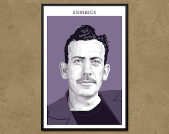 John Steinbeck - Poster dell'autore / Poster letterario / Regalo per scrittore / Regalo per insegnante / Letteratura americana / Decorazione per aule / Decorazione moderna per la casa
