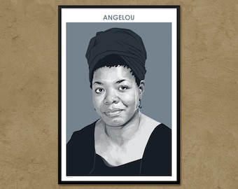 Maya Angelou - Póster de autora / Póster literario / Regalo para escritora / Regalo para profesora / Afroamericana / Decoración de aula / Decoración moderna del hogar