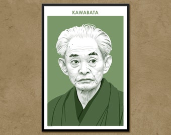 Yasunari Kawabata - Auteur Affiche | | d’affiches littéraires littérature japonaise | | cadeau d’écrivain | cadeaux de l’enseignant | de décoration de classe Décoration intérieure moderne