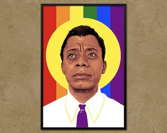 Puede incluir: Una ilustración digital de una persona con piel morena, que lleva una camisa blanca y una corbata morada. La persona está rodeada por un halo amarillo y un fondo de arcoíris.