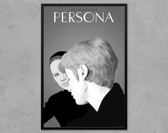 Persona (1966) - Ingmar Bergman - Póster de película retro / Póster de película clásica / Impresión de arte minimalista / Suecia / Decoración moderna del hogar