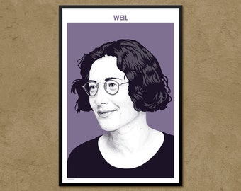 Simone Weil - Author Poster | Philosopher Poster | Philosophy Gift | Jewish Intellectual | Classroom Decor | Modern Home Decor