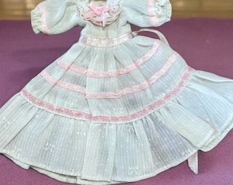 Vintage Doll Dress Bisque Hard Plastic Vinyl Small Tiny Pink White
