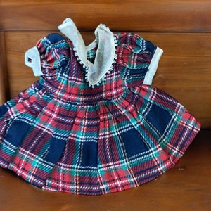 Vintage Baby Doll Dress Blue Red Green Plaid Shirley Sweet Sue