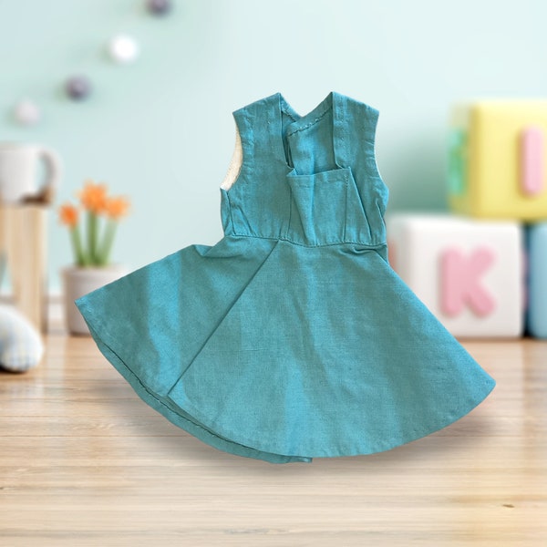 Bluish Green Baby Fashion Doll Sleeveless Dress Hard Plastic Vinyl