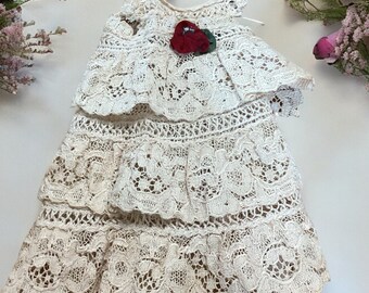 Vintage Doll Dress Bisque French German Small Tiny Lace Layers