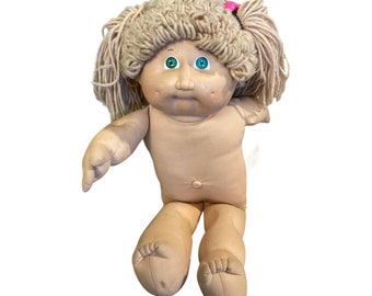 VTG 1978 1982 Cabbage Patch Kids Doll Fille Blonde Hair & Green Eyes Pigtails