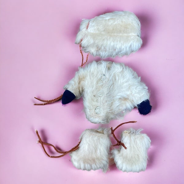 Vintage Doll Dress Small Ideal Vogue Fashion Furry Coat Hat Boots Eskimo