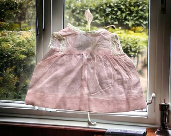 Vintage Doll Dress Baby Ideal Vogue American Character Pink Lace Trim