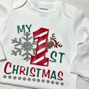 My first chrismtas, first christmas onesie, first christmas bodysuit, baby bodysuit, baby onesie, baby shower gift, holiday onesie,