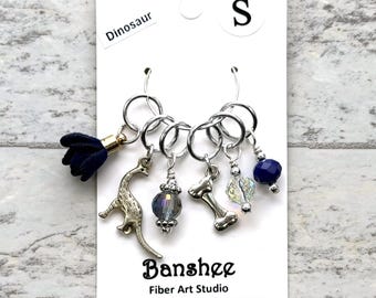 Zestaw znaczników ściegów z dinozaurami - pierścienie 11 mm