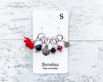 Ladybug Stitch Marker Set - Small Stitch Markers for Knitting and Crochet - 11mm Rings