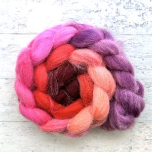 Hand Dyed Wool Roving - Spinning Fiber - Gradient Cheviot Wool - #CH313