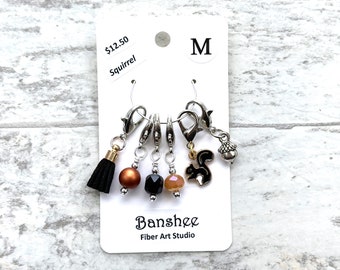 Squirrel Stitch Marker Set - Medium Lobster Clasps - Knitting and Crochet Markers