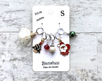 Holiday Stitch Marker Set - 11mm Rings - Knitting and Crochet Markers