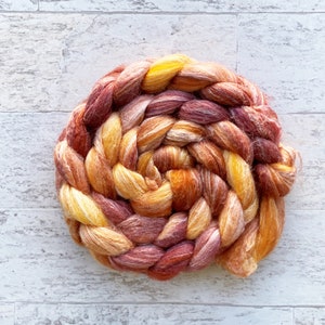 Hand Dyed Wool Roving - Merino/Bamboo/Silk Blend - #MB129