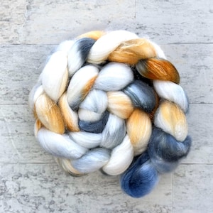 Hand Dyed Wool Roving - Polwarth and Silk Blend - #PS155