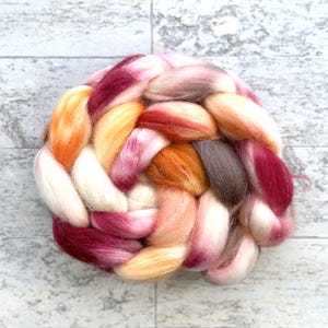 Hand Dyed Wool Roving - Polwarth and Silk Blend - #PS158