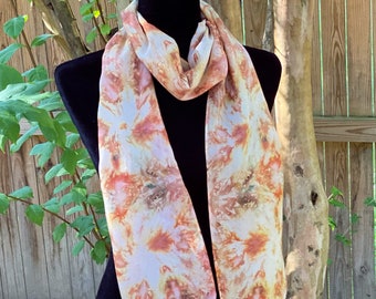 Hand Dyed Silk Scarf - 8 X 72 Inch - Burnt Orange