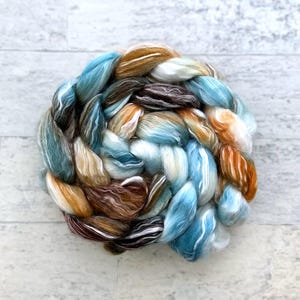 Hand Dyed Wool Roving - Merino Wool and Tencel Fiber - #MT157