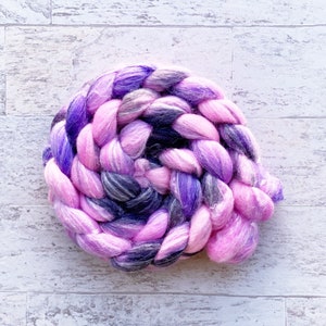 Hand Dyed Wool Roving - Merino/Bamboo/Silk Blend - #MB134