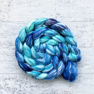 Hand Dyed Wool Roving - Merino Wool and Tencel Fiber - #MT141