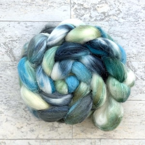 Hand Dyed Wool Roving - Polwarth and Silk Blend - #PS159