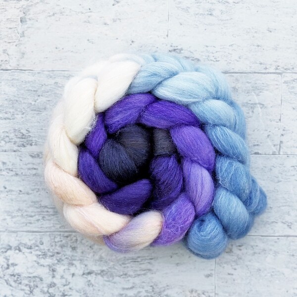 Hand Dyed Wool Roving - Polwarth and Silk Blend - #PS153