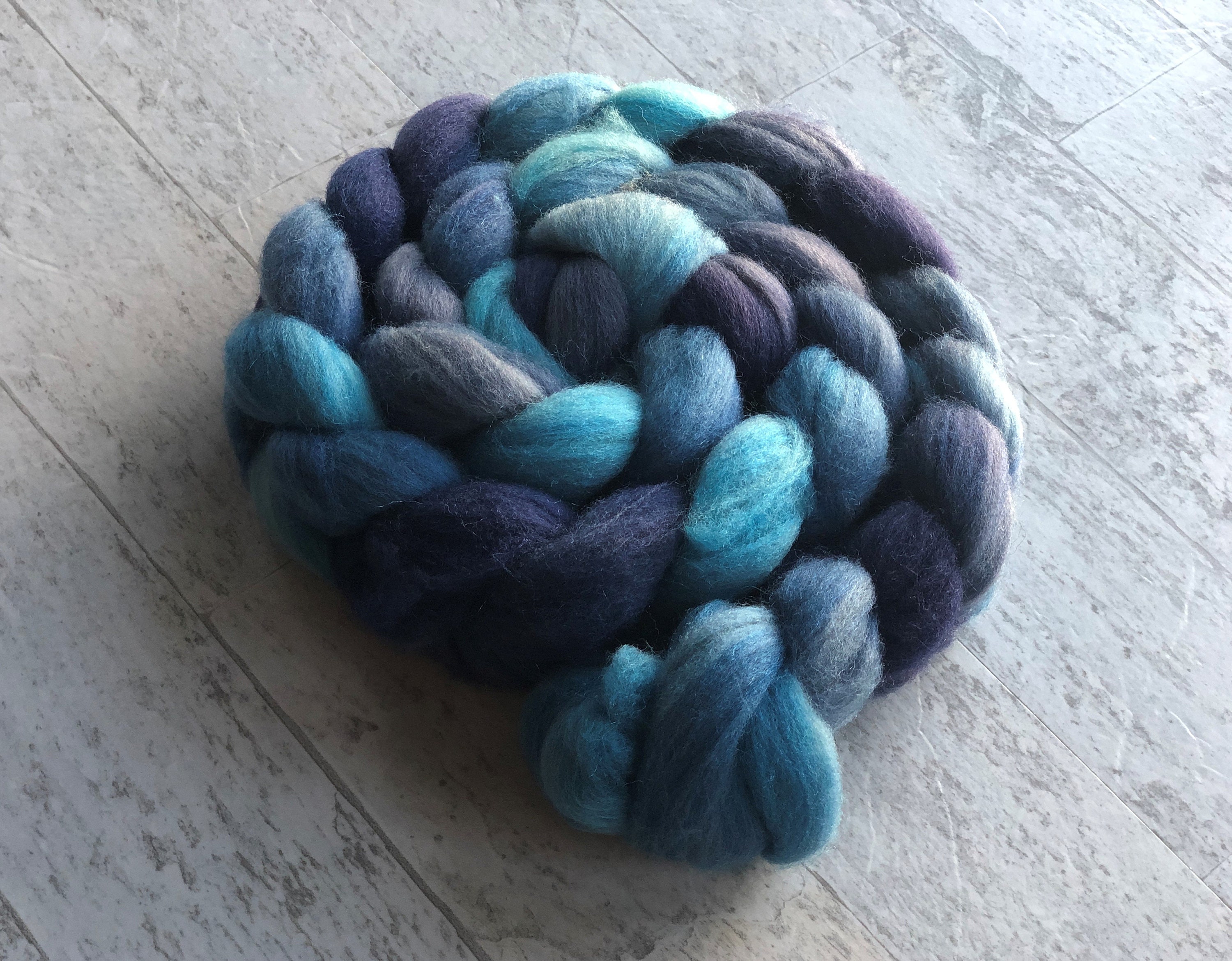 Wet felting Spinning Fiber Hand Dyed Wool Roving Merino and SIlk Ocean Deep Needle Felting