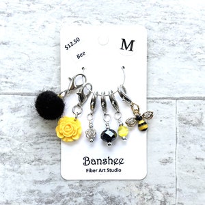 Bee Stitch Markers - Medium Stitch Marker Set -  Lobster Clasp