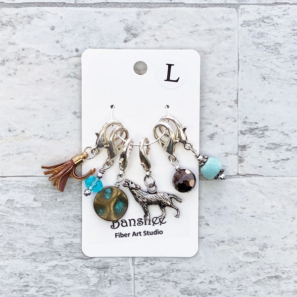 Wolf Stitch Marker Set - Large Stitch Marker Set for Knitting and Crochet - Lobster Clasp