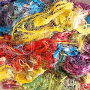 Sari Silk Threads - Recycled Sari SIlk for Spinning - Multi-Color