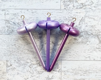 Handmade Mini Purple Drop Spindle: Birch Top Whorl