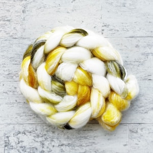 Hand Dyed Wool Roving - Panda Top (Merino/Bamboo/Nylon) #A126